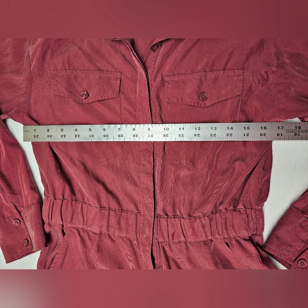 Express XS Jumpsuit Romper‎ Long Sleeve Utility Style Reddish Brown